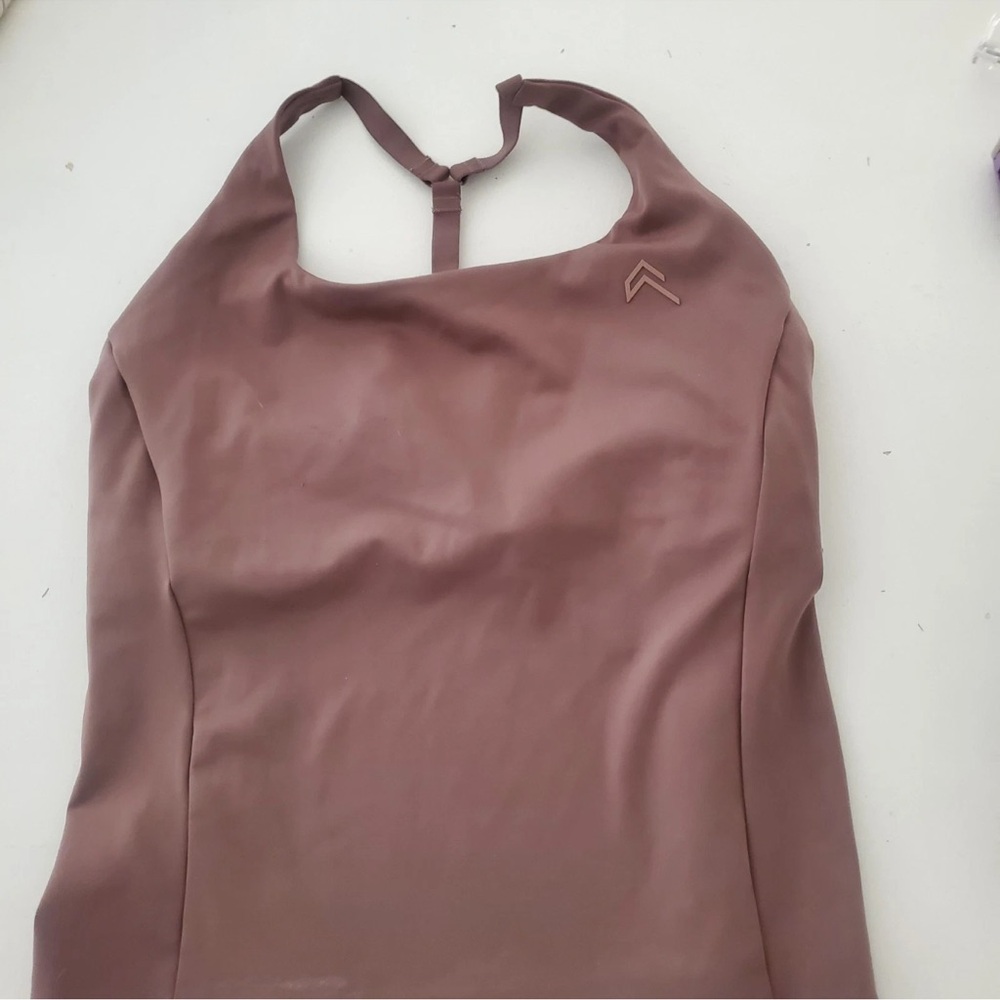 Oner Timeless Square Neck Mid Tank Top Cool Brown Medium Euc Built In Bra Square - Picture 2 of 8